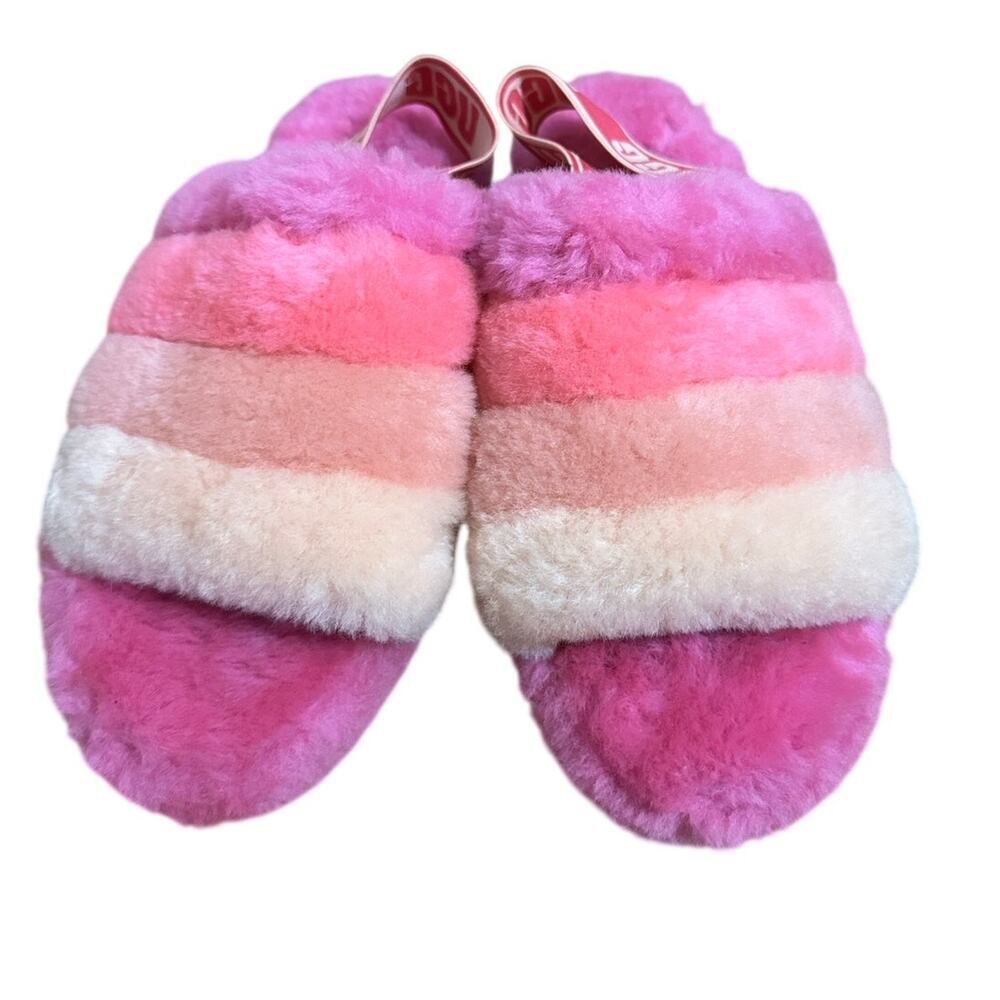 UGG Fluff Yeah Slide Stripes Slippers in a pink multicolor - Picture 2 of 9